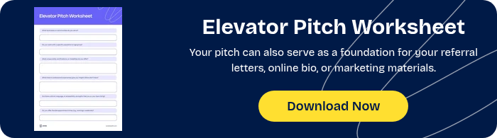 Elevator Pitch Worksheet