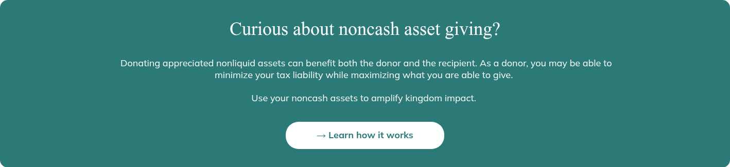 Curious about noncash asset giving?