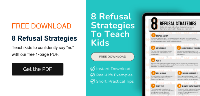 FREE DOWNLOAD 8 Refusal Strategies Teach kids to confidently say "no" with our free 1-page PDF.  