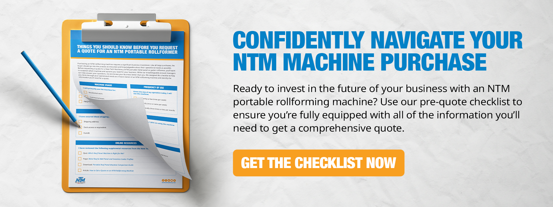 NTM Machine Quote Checklist