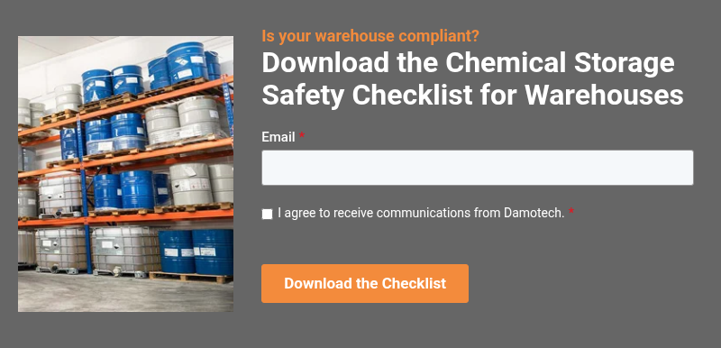Chemical storage warehouse racking