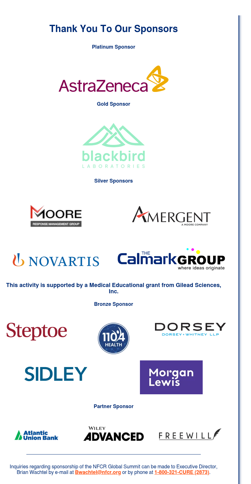 Thank You To Our Sponsors