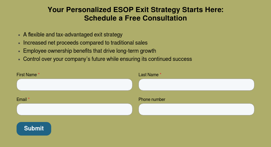 Your Personalized ESOP Exit Strategy Starts Here: Schedule a Free Consultation