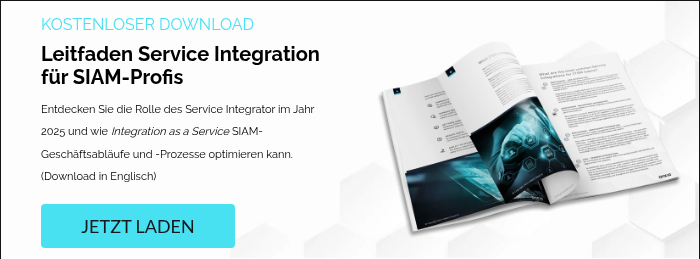 KOSTENLOSER DOWNLOAD  Leitfaden Service Integration für SIAM-Profis   Entdecken Sie die Rolle des Service Integrator im Jahr 2025 und wie Integration as a Service SIAM-Geschäftsabläufe und -Prozesse optimieren kann. (Download in Englisch)  