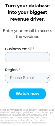 We're committed to your privacy. Maropost uses the information you provide to us to contact you about our relevant content, products, and services. You may unsubscribe from these communications at any time. For more information, check out our Privacy Policy.