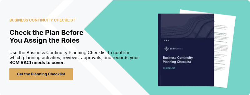 BUSINESS CONTINUITY CHECKLIST