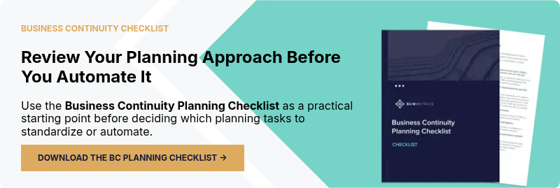 BUSINESS CONTINUITY CHECKLIST