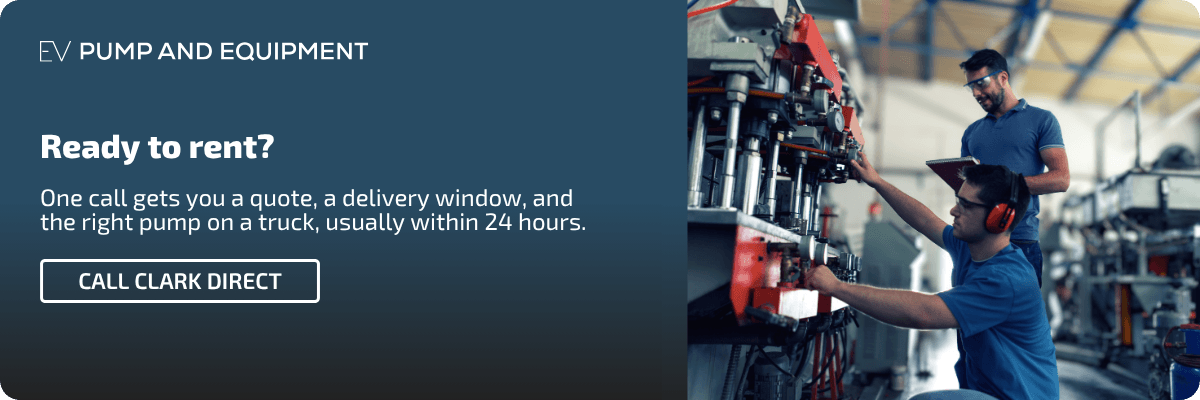 Ready to rent? Once call gets you a quote, delivery window, and the right pump on a truck. Call clark direct.
