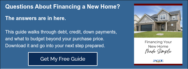 Questions About Financing a New Home? &nbsp; The answers are in here. &nbsp; This guide walks through debt, credit, down payments, and what to budget beyond your purchase price. Download it and go into your next step prepared.