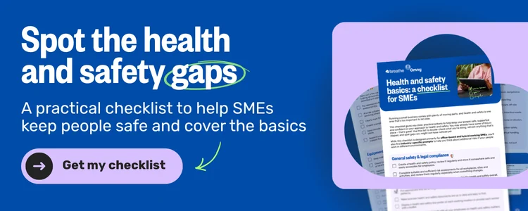 Banner promoting a practical health and safety checklist for SMEs, with a button to get the checklist.