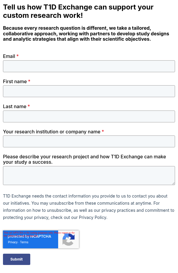 Tell us how T1D Exchange can support your custom research work!