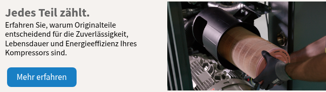 Jedes Teil zählt. Erfahren Sie, warum Originalteile entscheidend für die Zuverlässigkeit, Lebensdauer und Energieeffizienz Ihres Kompressors sind.
