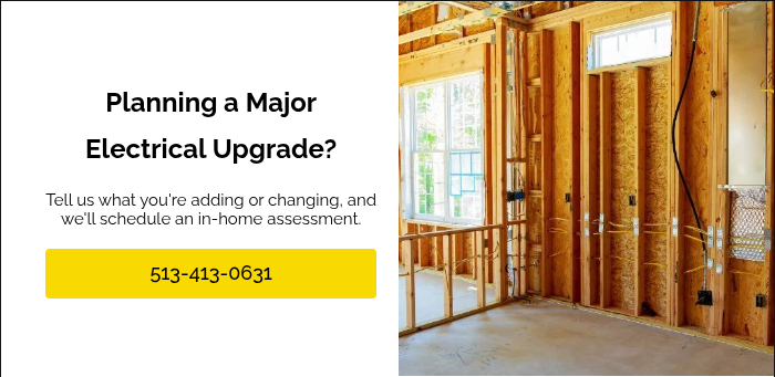Planning a Major Electrical Upgrade? &nbsp; Tell us what you're adding or changing, and we'll schedule an in-home assessment. &nbsp;