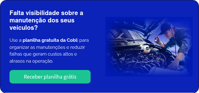 Falta visibilidade sobre a manutenção dos seus veículos?   Use a planilha gratuita da Cobli para organizar as manutenções e reduzir falhas que geram custos altos e atrasos na operação.  