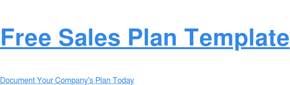 Free Sales Plan Template Document Your Company's Plan Today