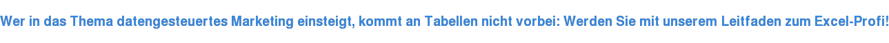 Wer in das Thema datengesteuertes Marketing einsteigt, kommt an Tabellen nicht vorbei: Werden Sie mit unserem Leitfaden zum Excel-Profi!