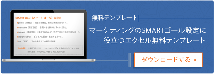 マーケティングゴールを作成するための無料エクセルテンプレートはこちらからダウンロードできます。