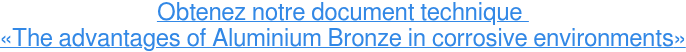 Obtenez notre document technique&nbsp; «The advantages of Aluminium Bronze in corrosive environments»