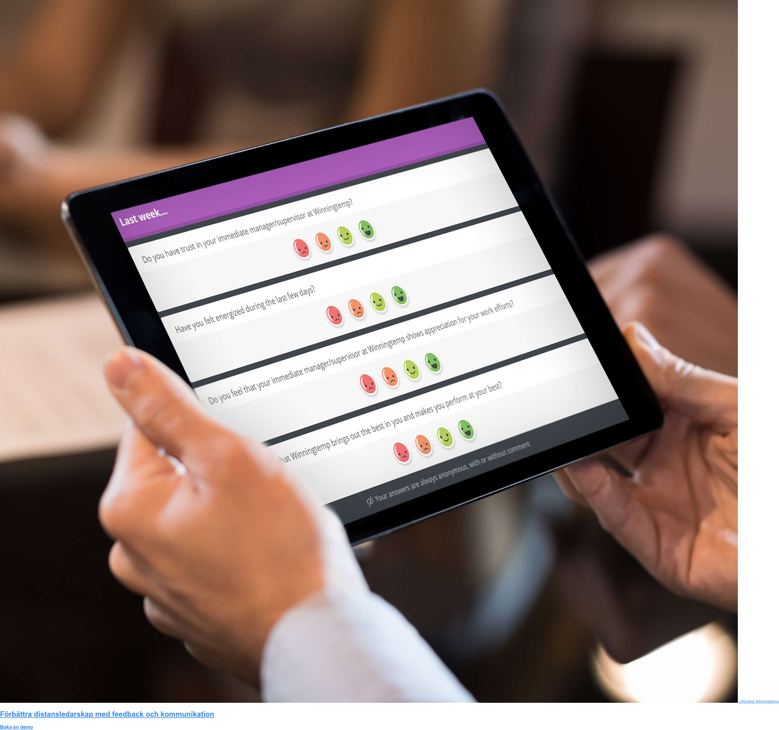 Utforska Winningtemp Förbättra distansledarskap med feedback och kommunikation Boka en demo