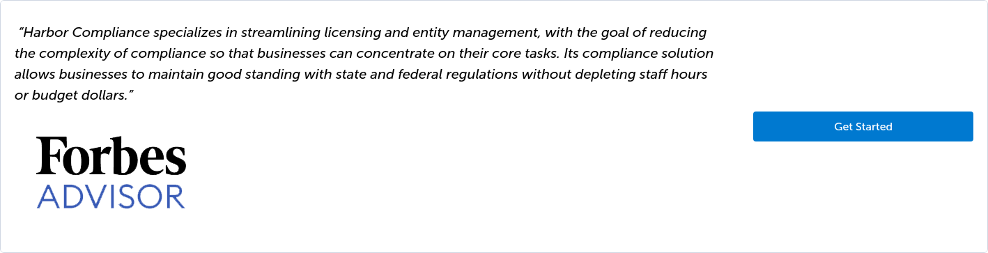  “.Harbor Compliance specializes in streamlining licensing and entity management, with the goal of reducing the complexity of compliance so that businesses can concentrate on their core tasks. Its compliance solution allows businesses to maintain good standing with state and federal regulations without depleting staff hours or budget dollars.”{{ include_custom_fonts({"Museo Sans":["Bold","Bold Italic","Regular","Regular Italic"]}) }}