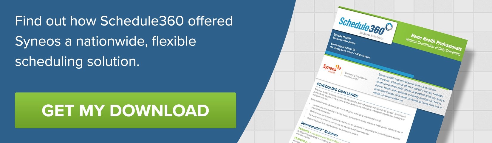 Schedule360 offered Syneos a nationwide, scheduling solution.
