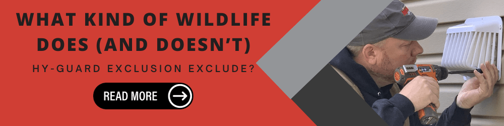 A call to action banner which leads to the "What Kind of Wildlife Does (and Doesn’t) HY-GUARD EXCLUSION Exclude?" article.