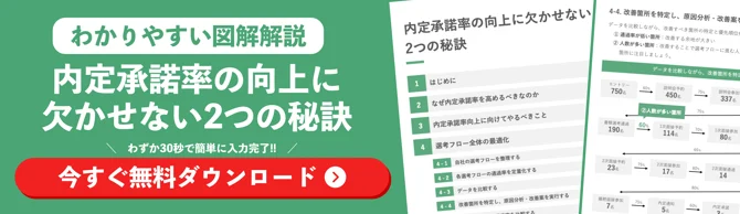 内定承諾率改善に役立つ資料のダウンロードを勧める画像