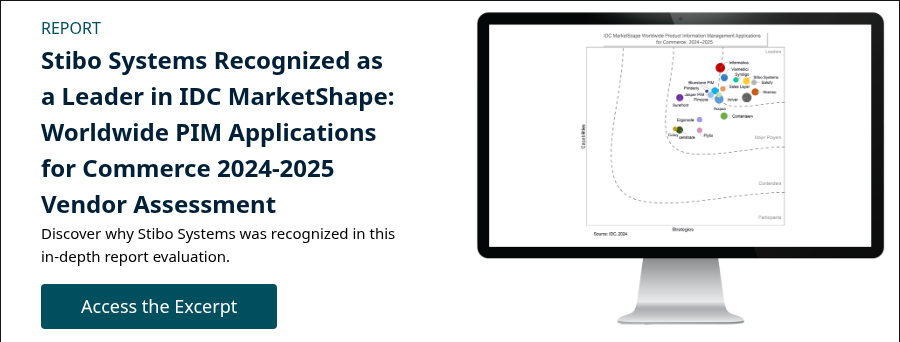 REPORT Stibo Systems Recognized as a Leader in IDC MarketShape: Worldwide PIM Applications for Commerce 2024-2025 Vendor Assessment Discover why Stibo Systems was recognized in this in-depth report evaluation.  
