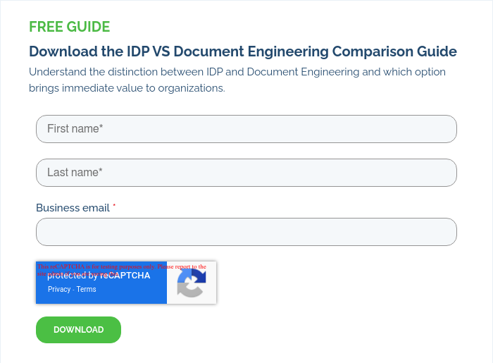 FREE GUIDE Download the IDP VS Document Engineering Comparison Guide Understand the distinction between IDP and Document Engineering and which option brings immediate value to organizations.  