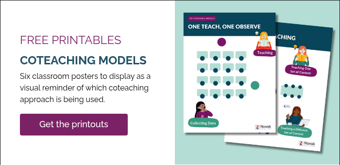 FREE PRINTABLES COTEACHING MODELS Six classroom posters to display as a visual reminder of which coteaching approach is being used.