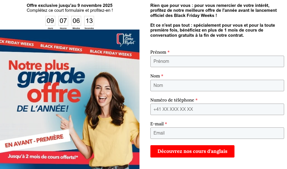 Offre exclusive jusqu'au 9 novembre 2025 Profitez-en et complétez ce court formulaire