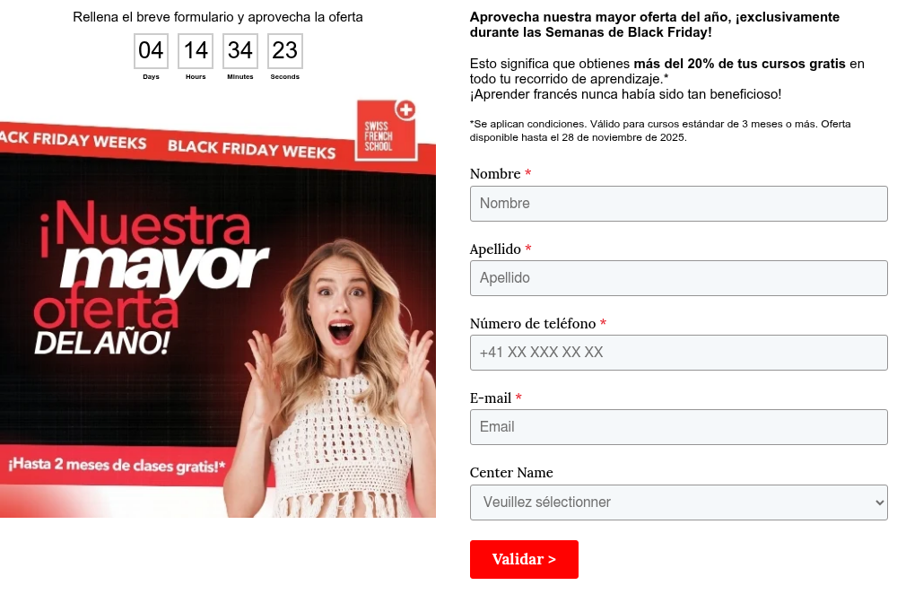 Rellena el breve formulario y aprovecha la oferta