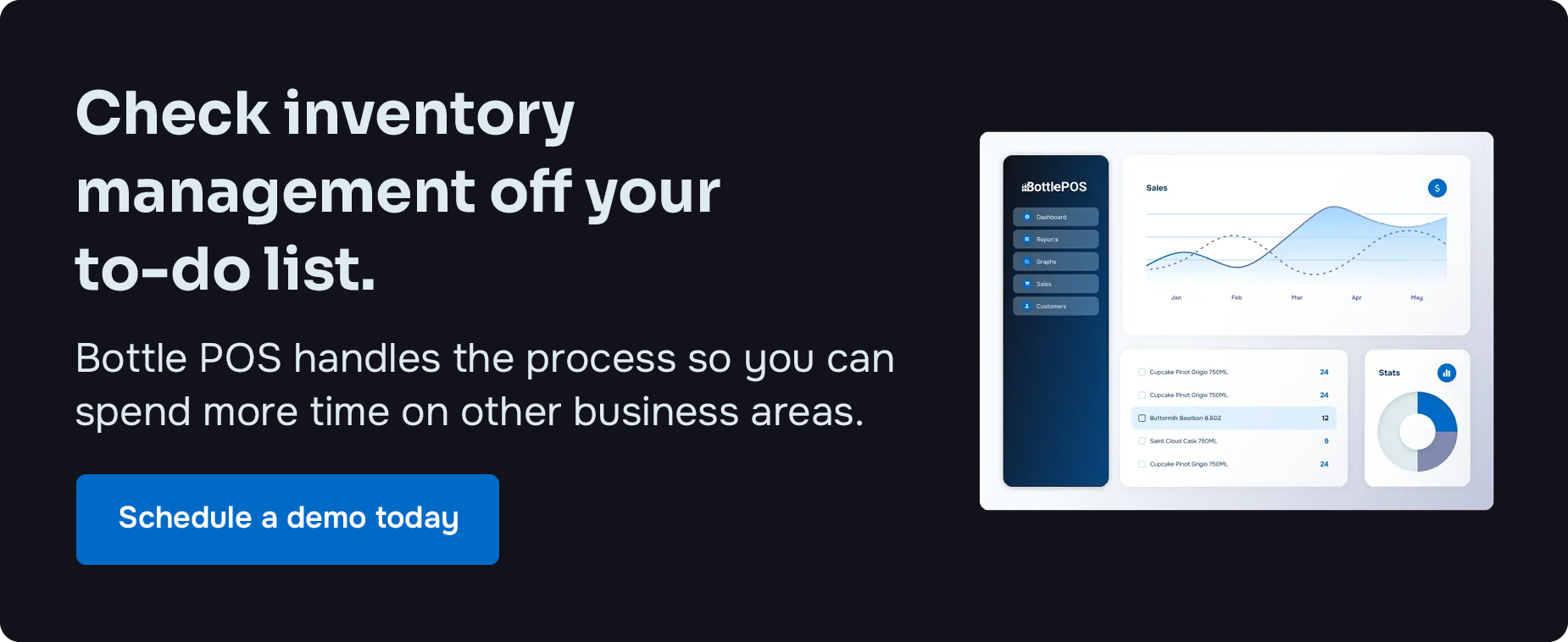Check inventory management off your to-do list. Bottle POS handles the process so you can spend more time on other business areas. Schedule a demo today.
