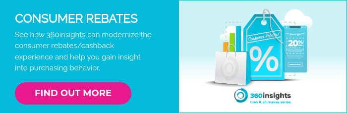 CONSUMER REBATES See how 360insights can modernize the consumer rebates/cashback experience and help you gain insight into purchasing behavior.  