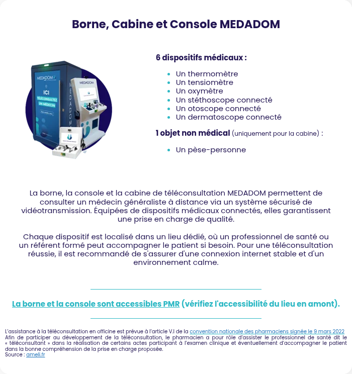 &nbsp; Borne, Cabine et Console MEDADOM