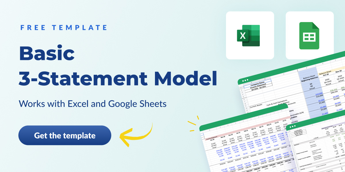 Get your free 3-statement model template for Excel and Google Sheets