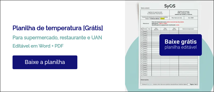 Planilha de temperatura [Grátis] Para supermercado, restaurante e UAN Editável em Word + PDF  