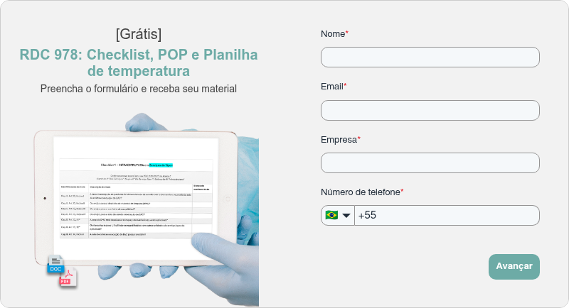 [Grátis] RDC 978: Checklist, POP e Planilha de temperatura Preencha o formulário e receba seu material  