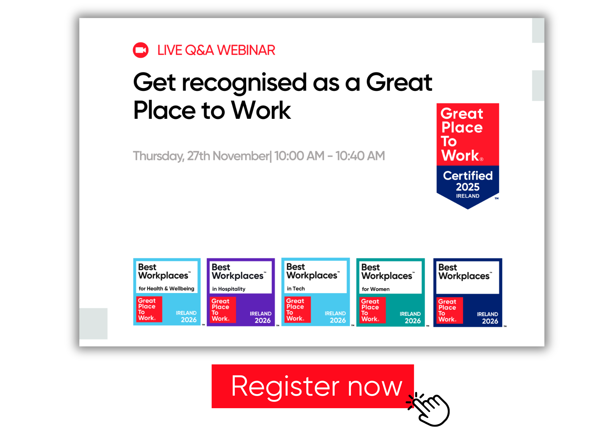 Get recognised as a Great Place to Work