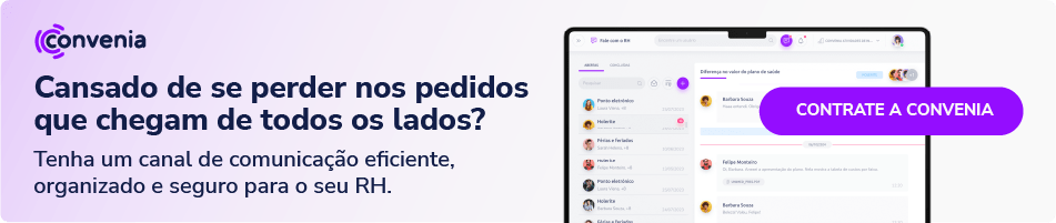 Banner da Convenia com chamada sobre comunicação desorganizada no RH, promovendo o Fale com o RH como solução eficiente e segura.