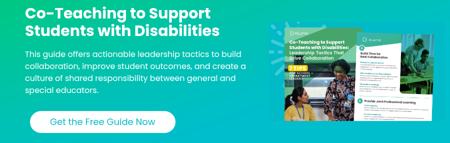 Co-Teaching to Support Students with Disabilities   This guide offers actionable leadership tactics to build collaboration, improve student outcomes, and create a culture of shared responsibility between general and special educators.   