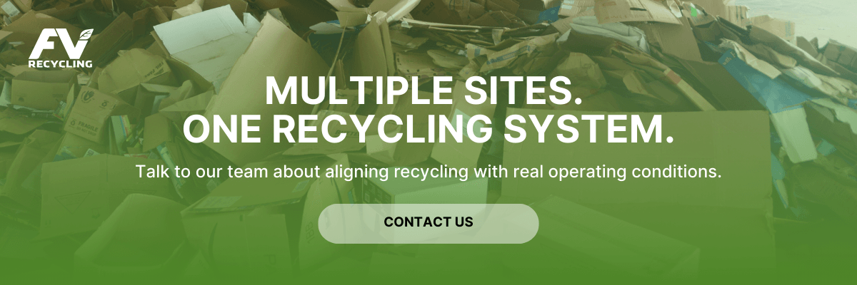 Request a Quote CTA with image of broken down cardboard boxes.